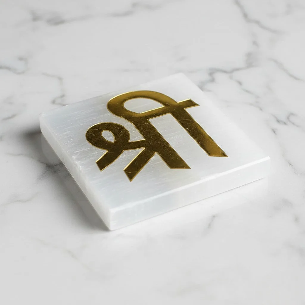 Shree selenite Golden Square plate