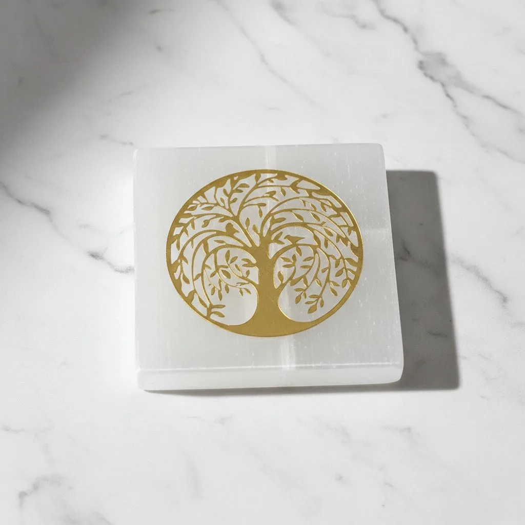 Tree  selenite Golden Square plate