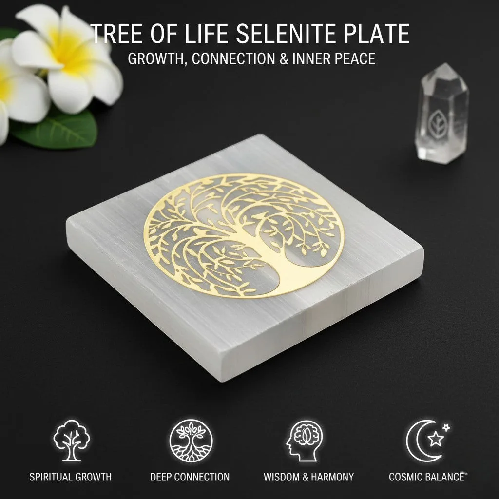 Tree  selenite Golden Square plate