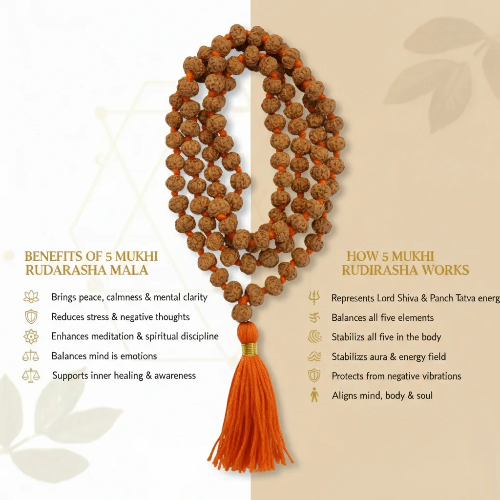 5 Mukhi Rudraksha Mala (108+1)