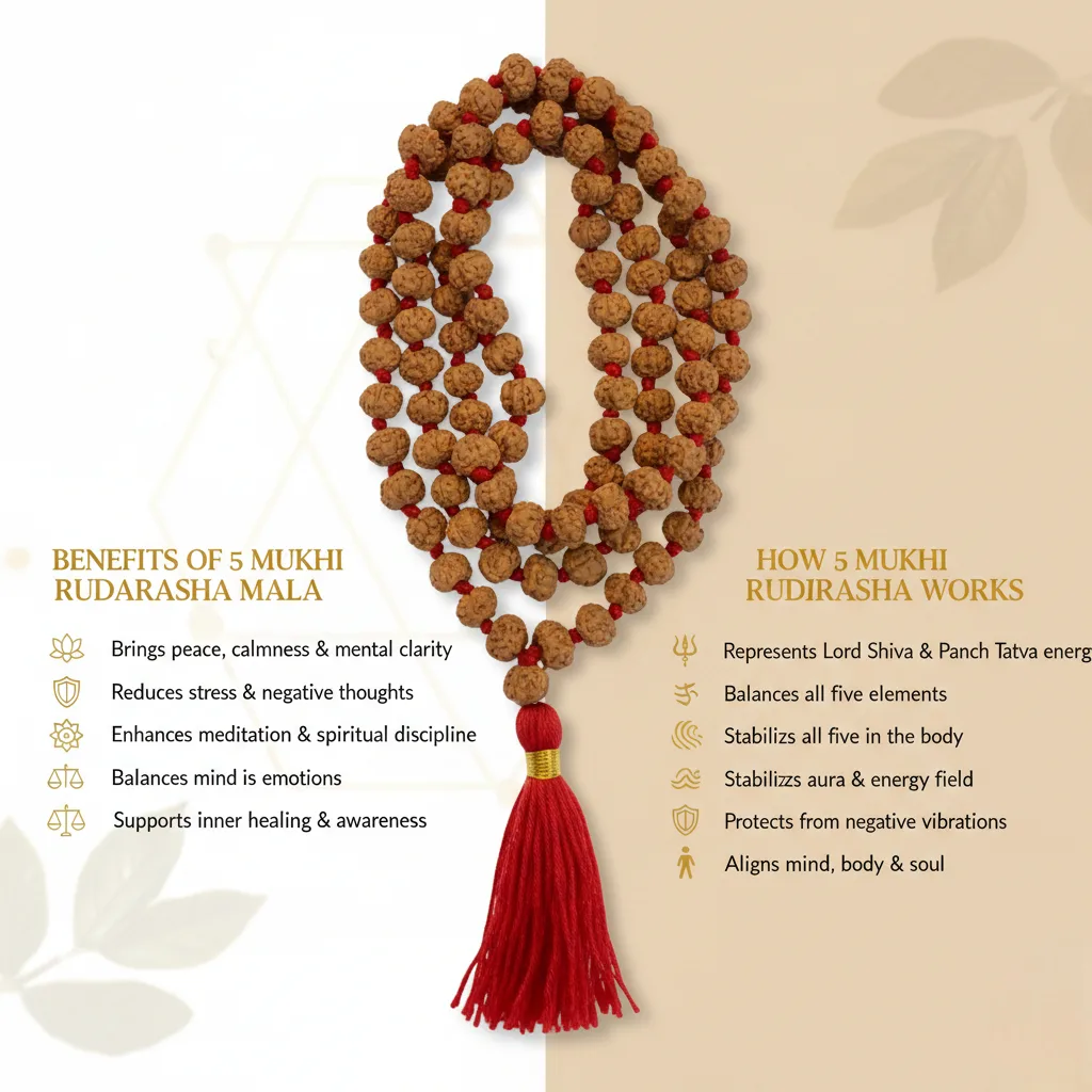 5 Mukhi Rudraksha Mala (108+1)