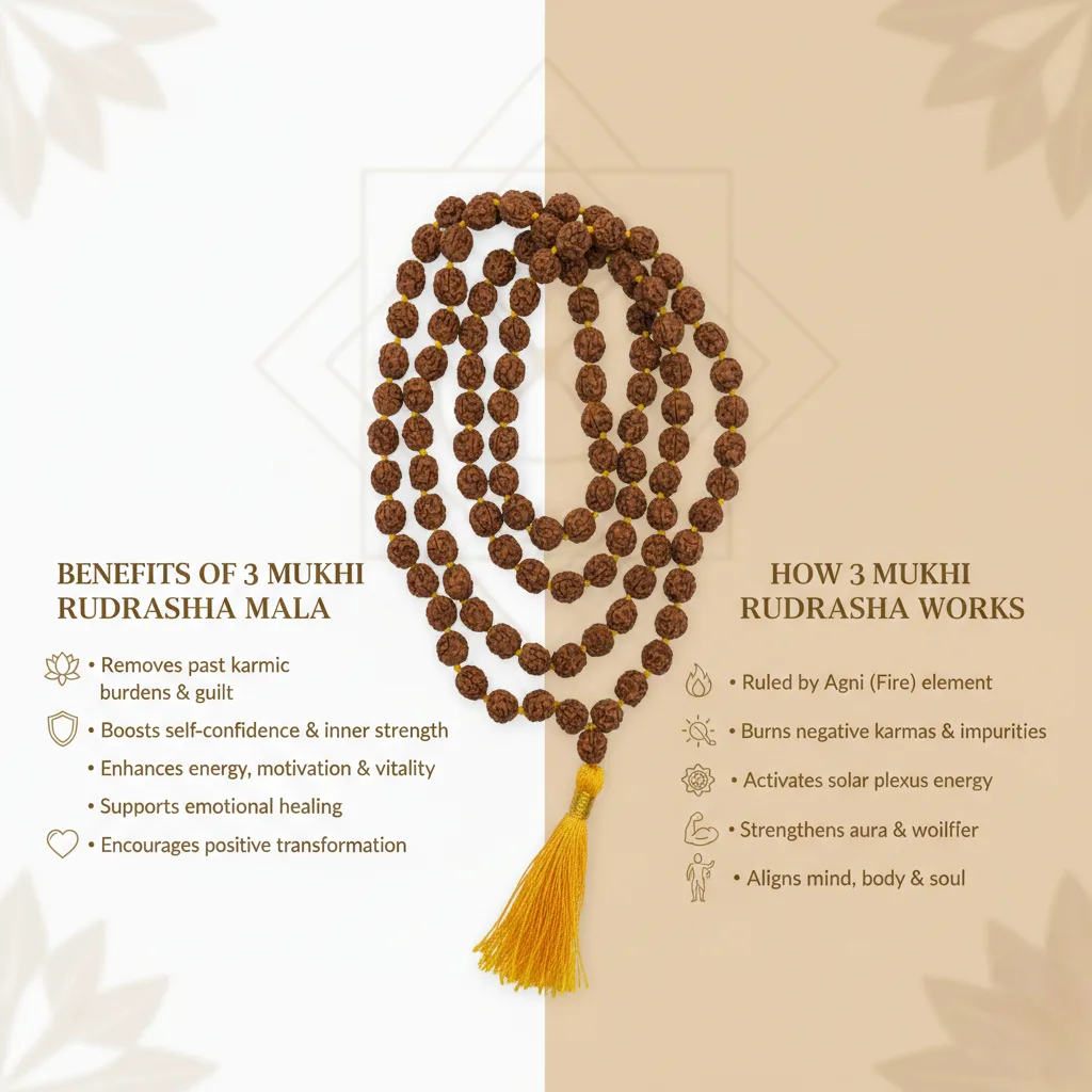 3 Mukhi Rudraksha Mala (108+1)