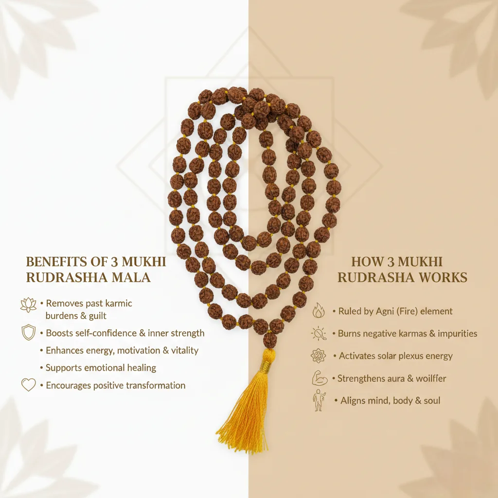 3 Mukhi Rudraksha Mala (54+1)