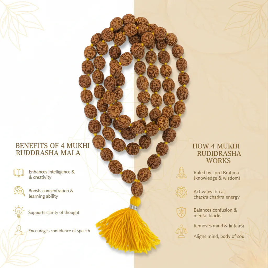 4 Mukhi Rudraksha Mala (81+1)