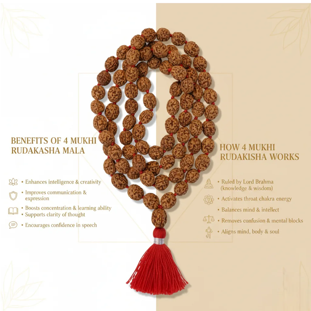 4 Mukhi Rudraksha Mala (81+1)
