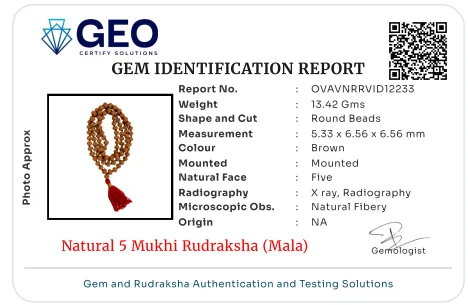 5 Mukhi Rudraksha Mala (108+1)