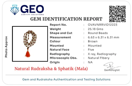 5 Mukhi Rudraksha & Sphatik Mala (108+1)
