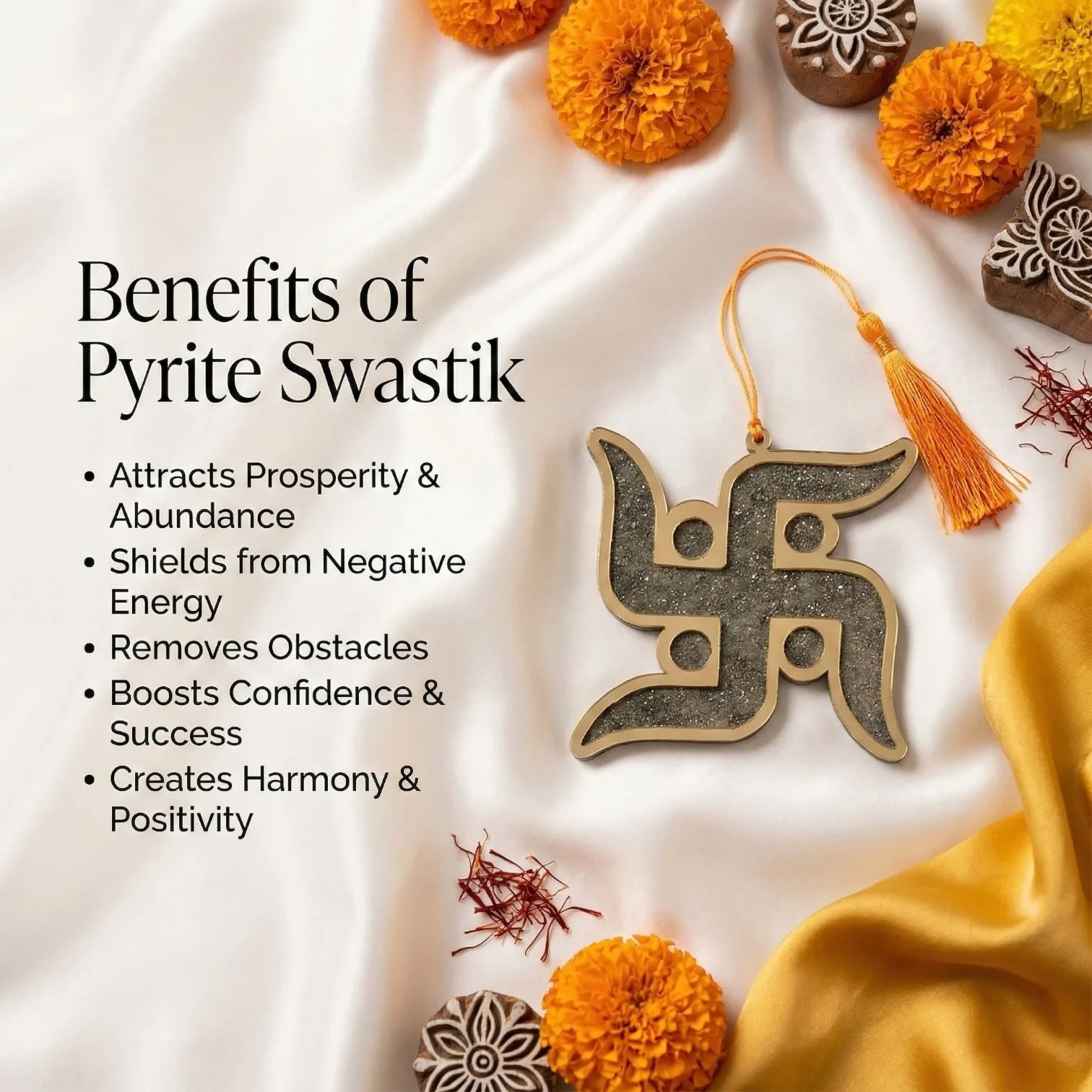 Pyrite Swastik Hanging