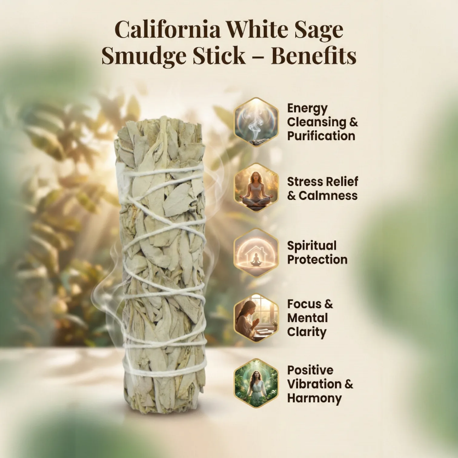 California White Sage Smudge Stick - 10.17 cm