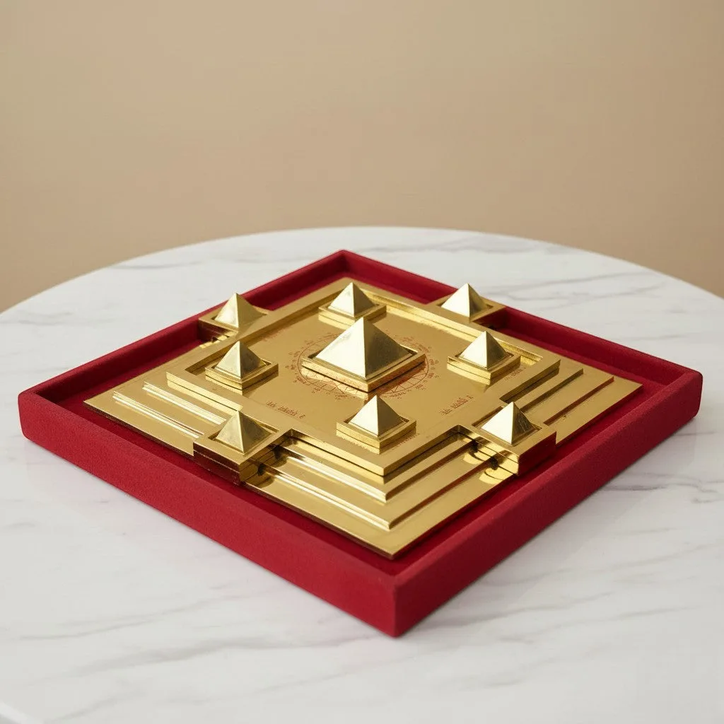 Brass Maha Vastu Purush Navgrah Pyramid Yantra (16 x 16) Cm