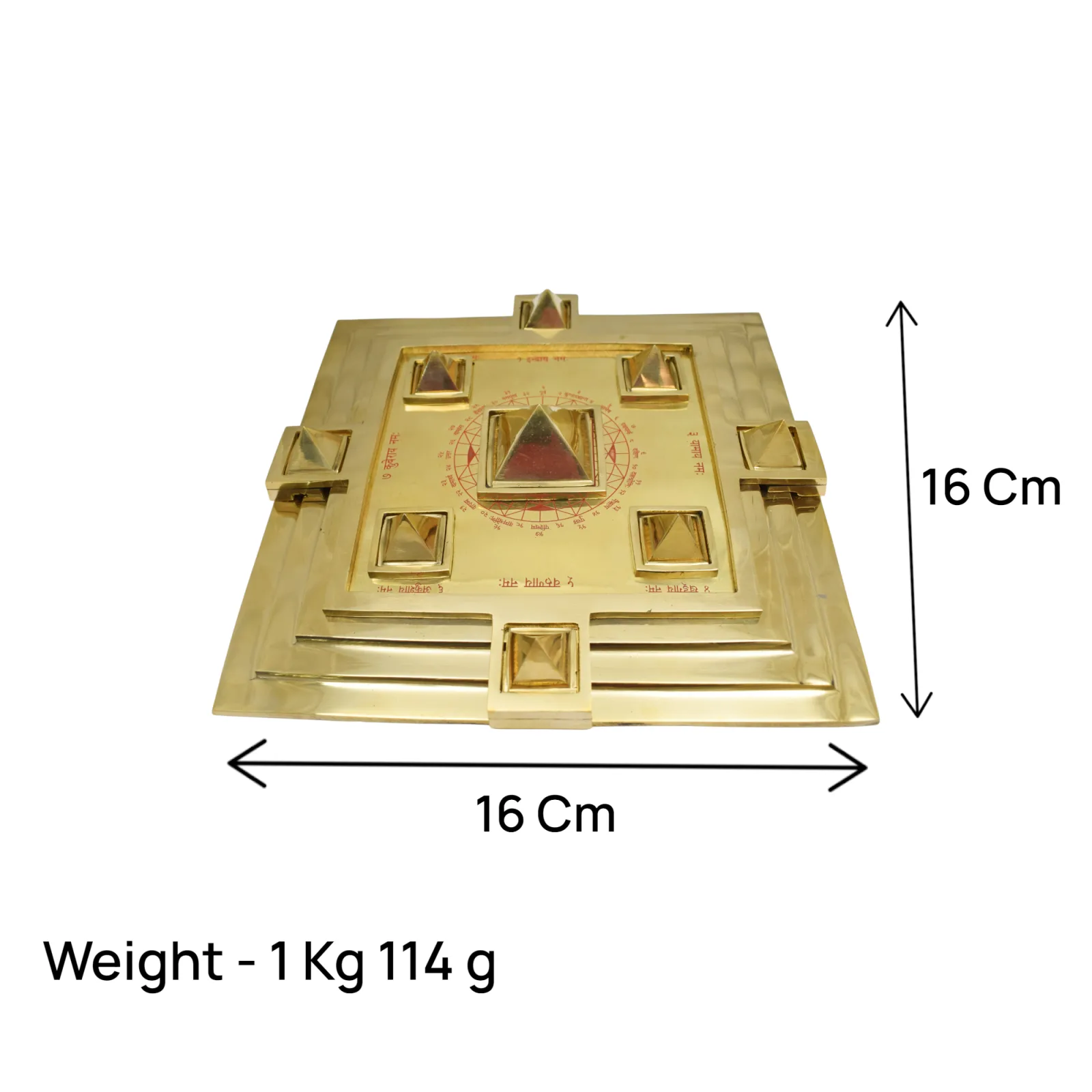 Brass Maha Vastu Purush Navgrah Pyramid Yantra (16 x 16) Cm