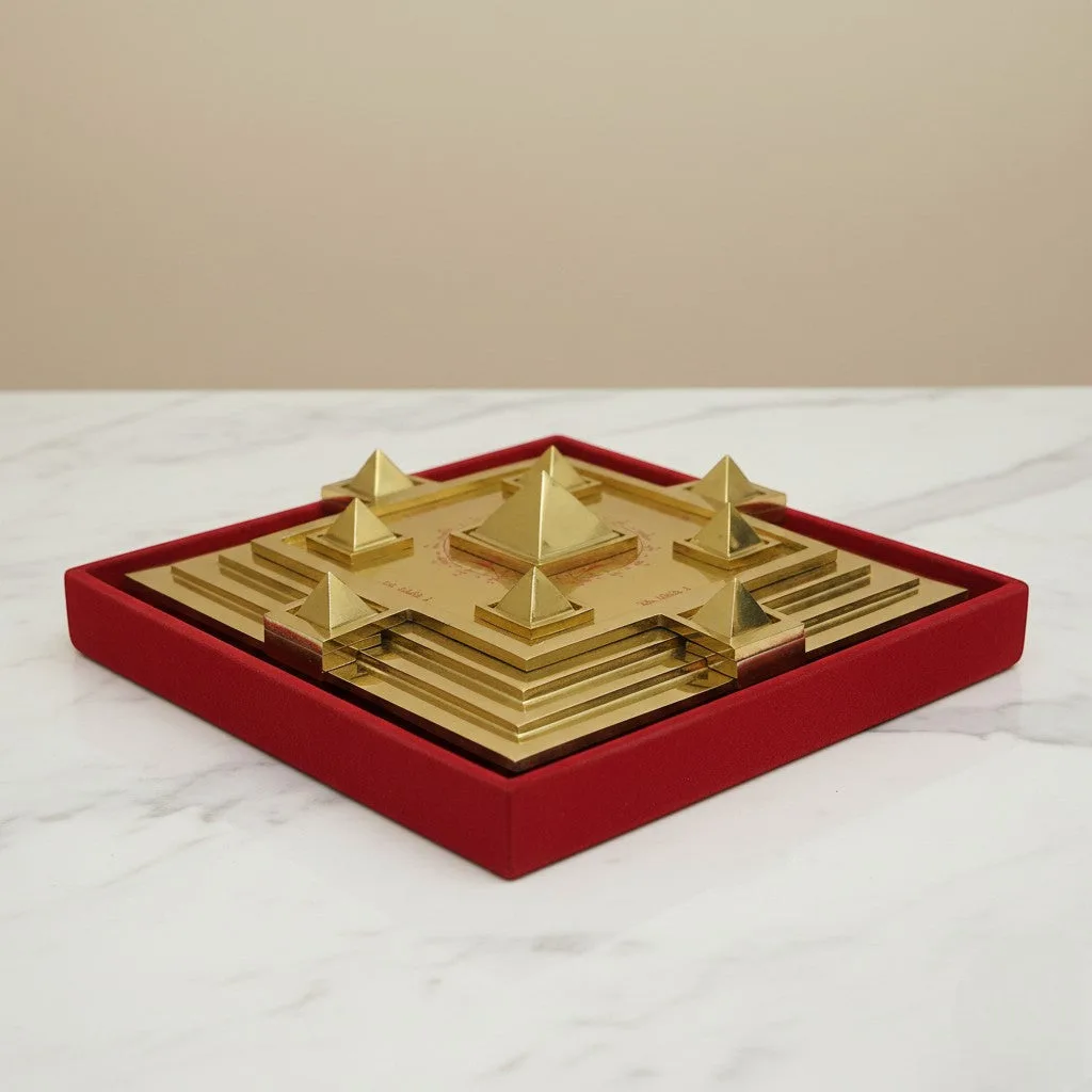 Brass Maha Vastu Purush Navgrah Pyramid Yantra (16 x 16) Cm