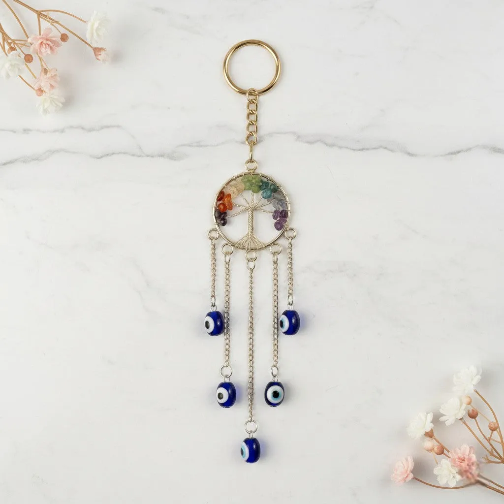 7 Chakra Evil Eye Tree of Life keychain