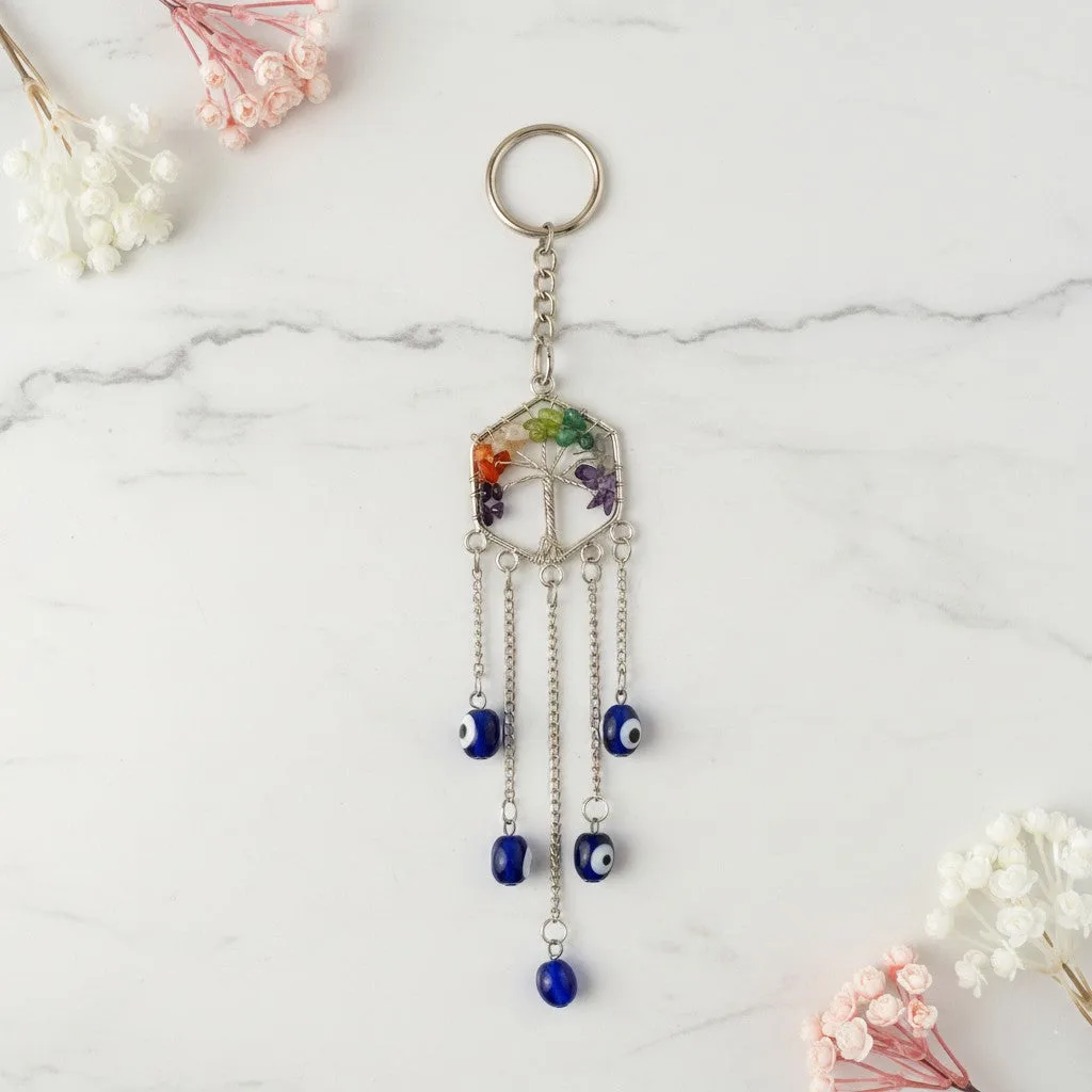 7 Chakra Evil Eye Tree of Life keychain