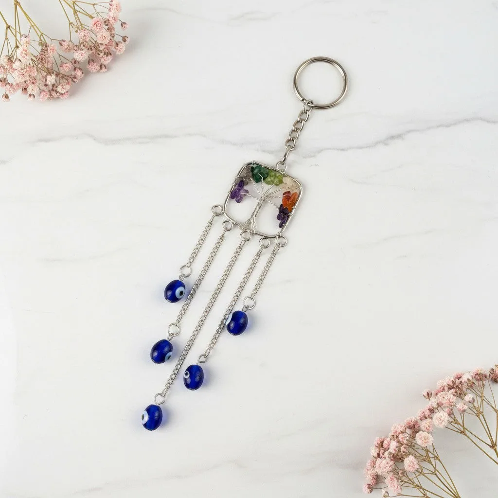 7 Chakra Evil Eye Tree of Life keychain