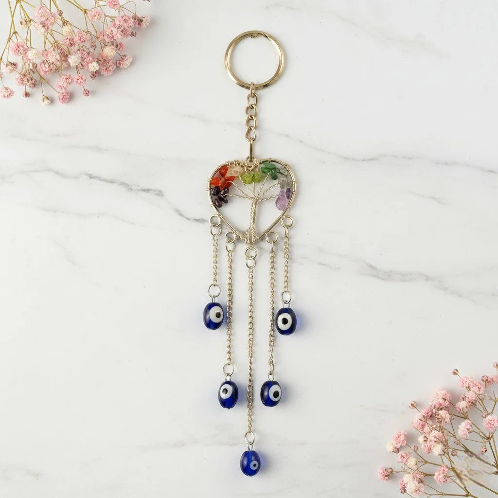 7 Chakra Evil Eye Tree of Life keychain