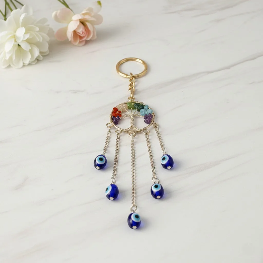 7 Chakra Evil Eye Tree of Life keychain