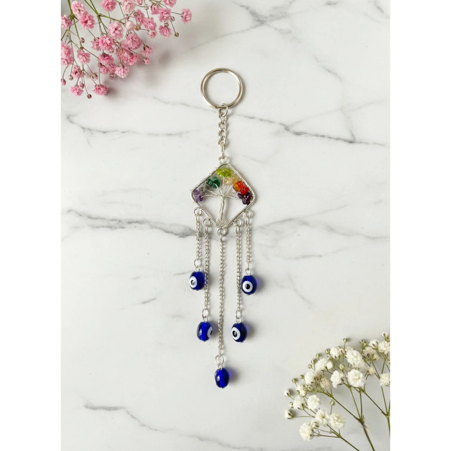 7 Chakra Evil Eye Tree of Life keychain