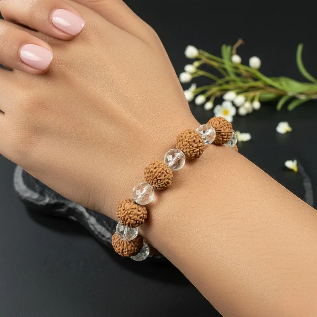 10 Mukhi + Sphatik Rudraksha Bracelet