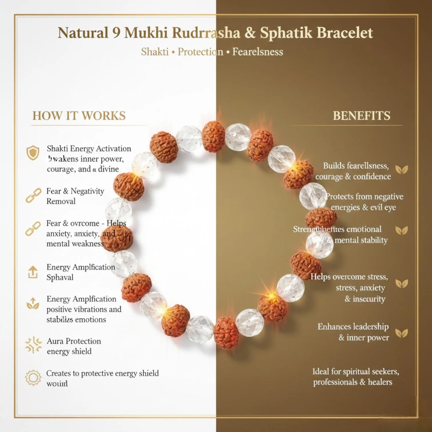 9 Mukhi & Sphatik Rudraksha Bracelet