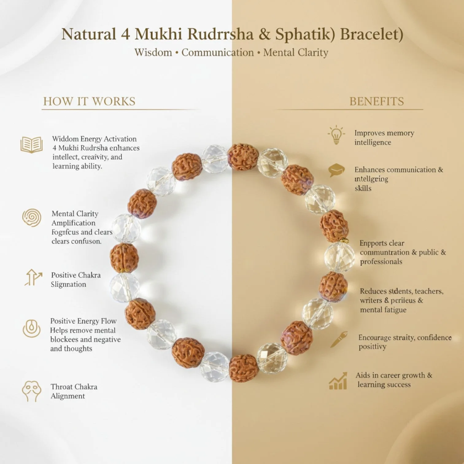 4 Mukhi + Sphatik Rudraksha Bracelet