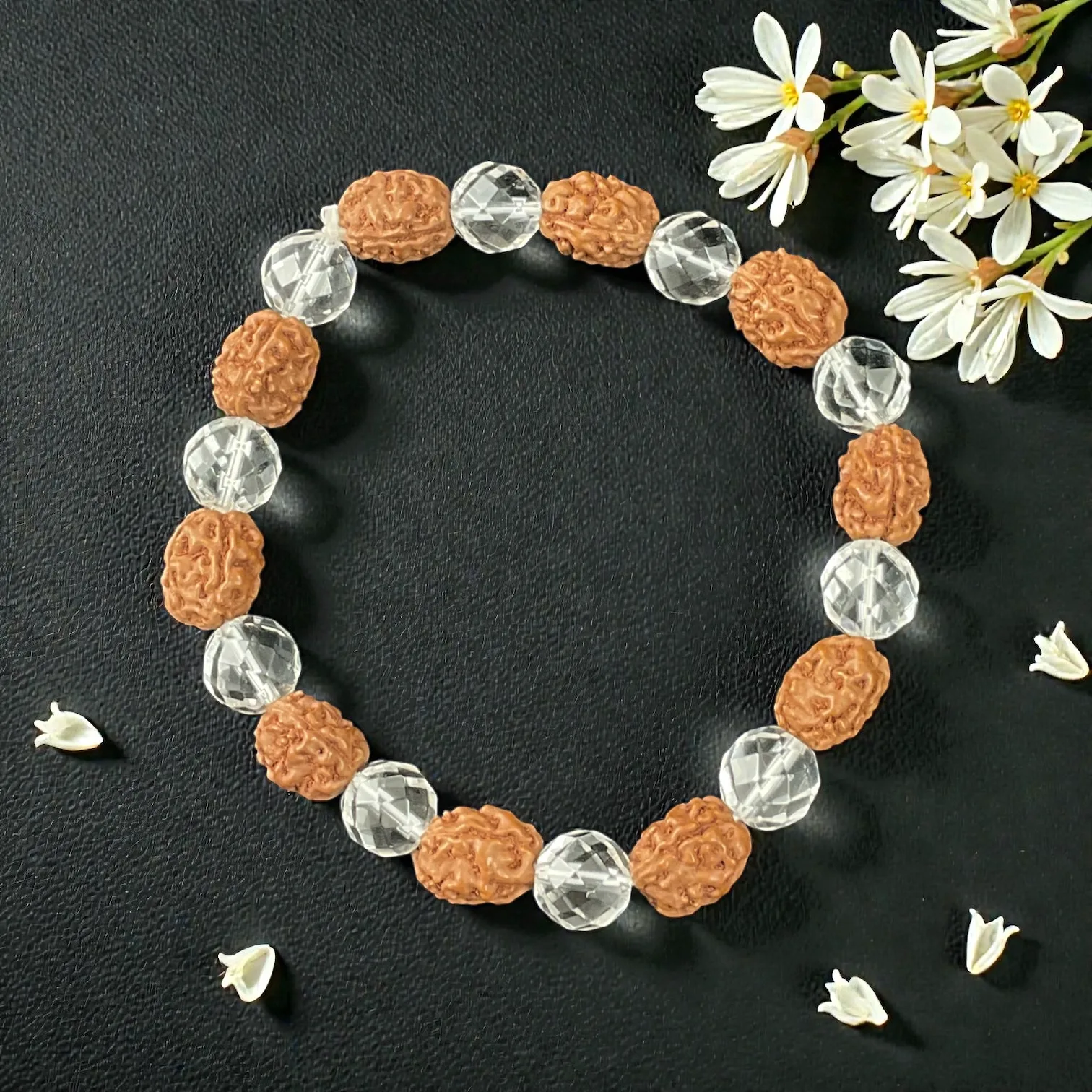 3 Mukhi + Sphatik Rudraksha Bracelet