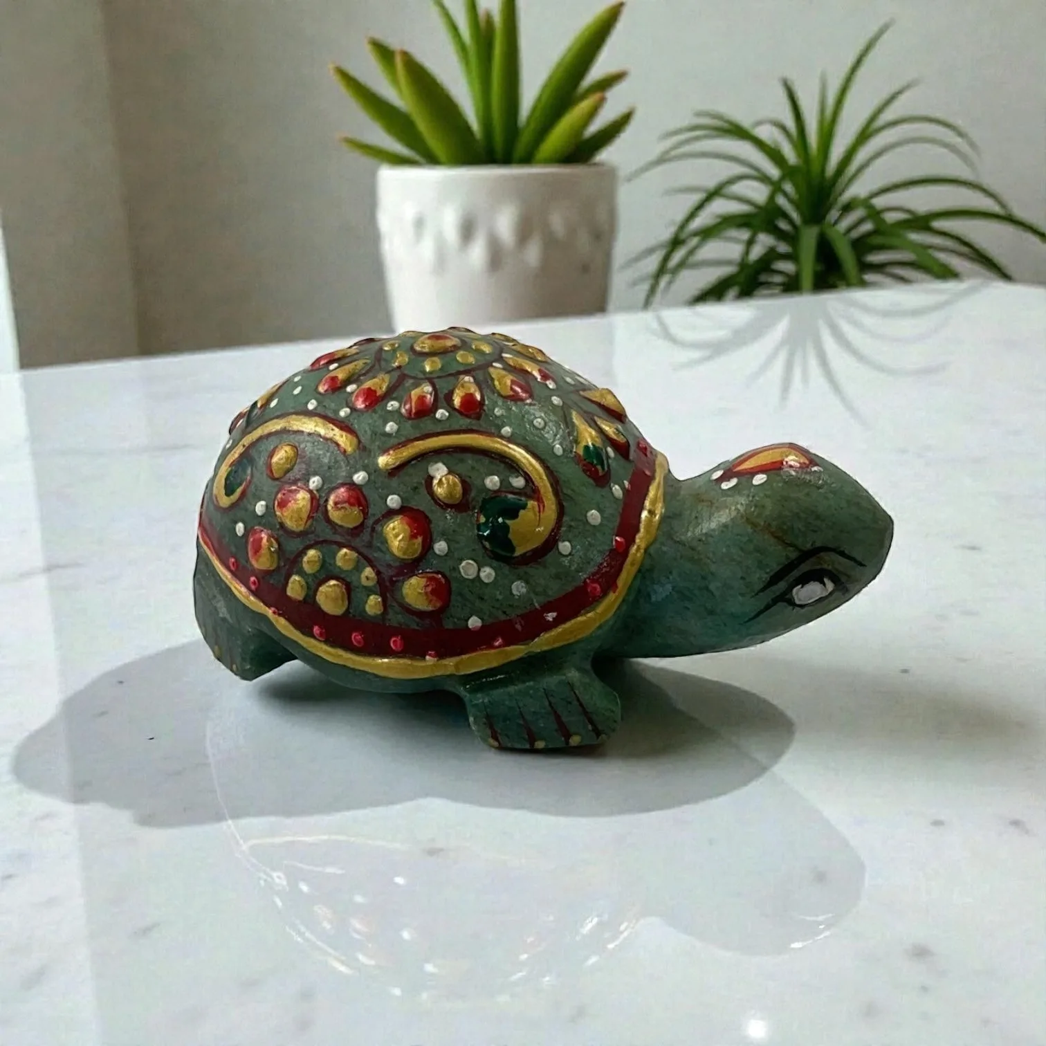 Printed Green Aventurine Turtle