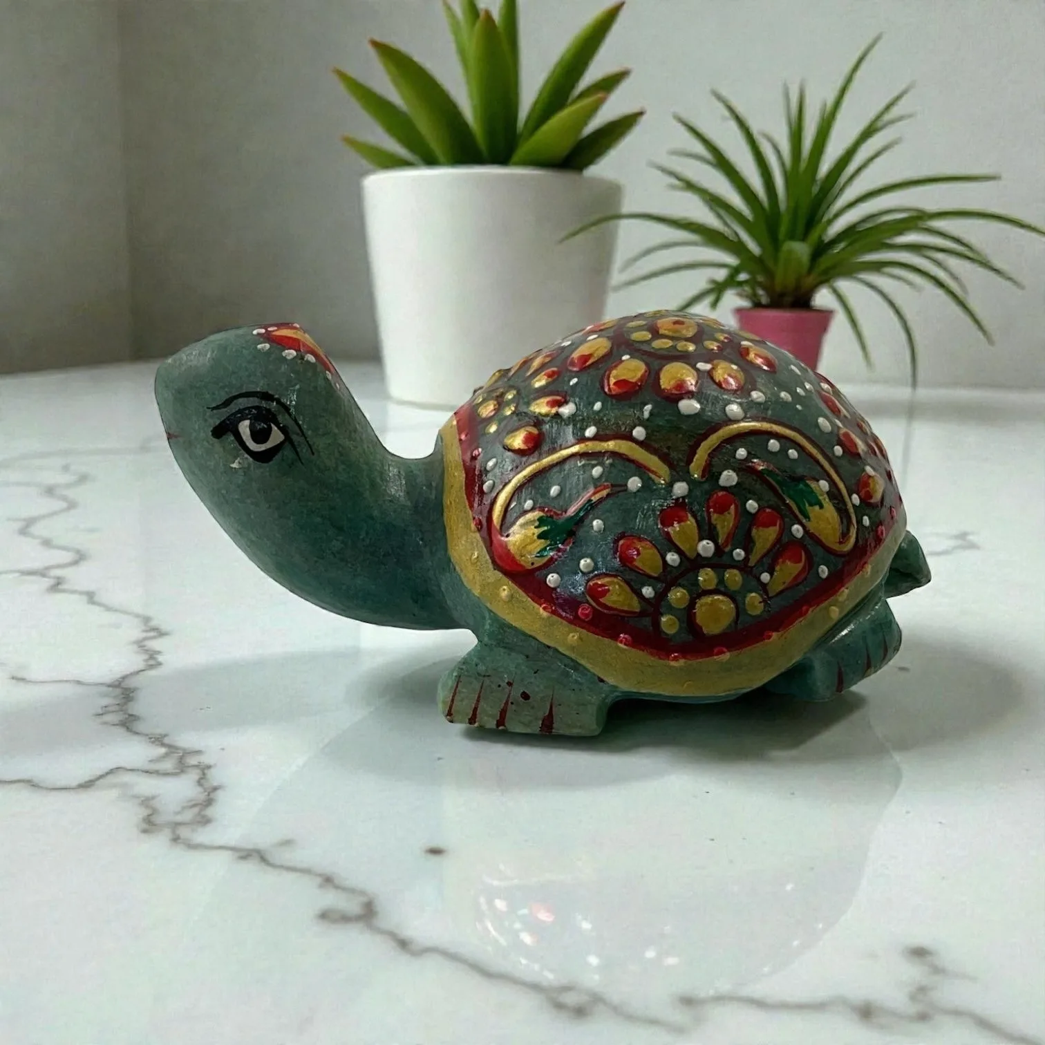 Printed Green Aventurine Turtle