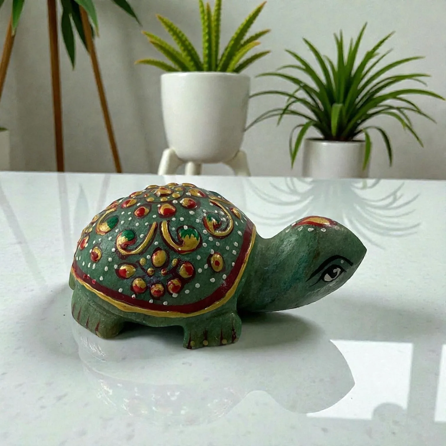 Printed Green Aventurine Turtle