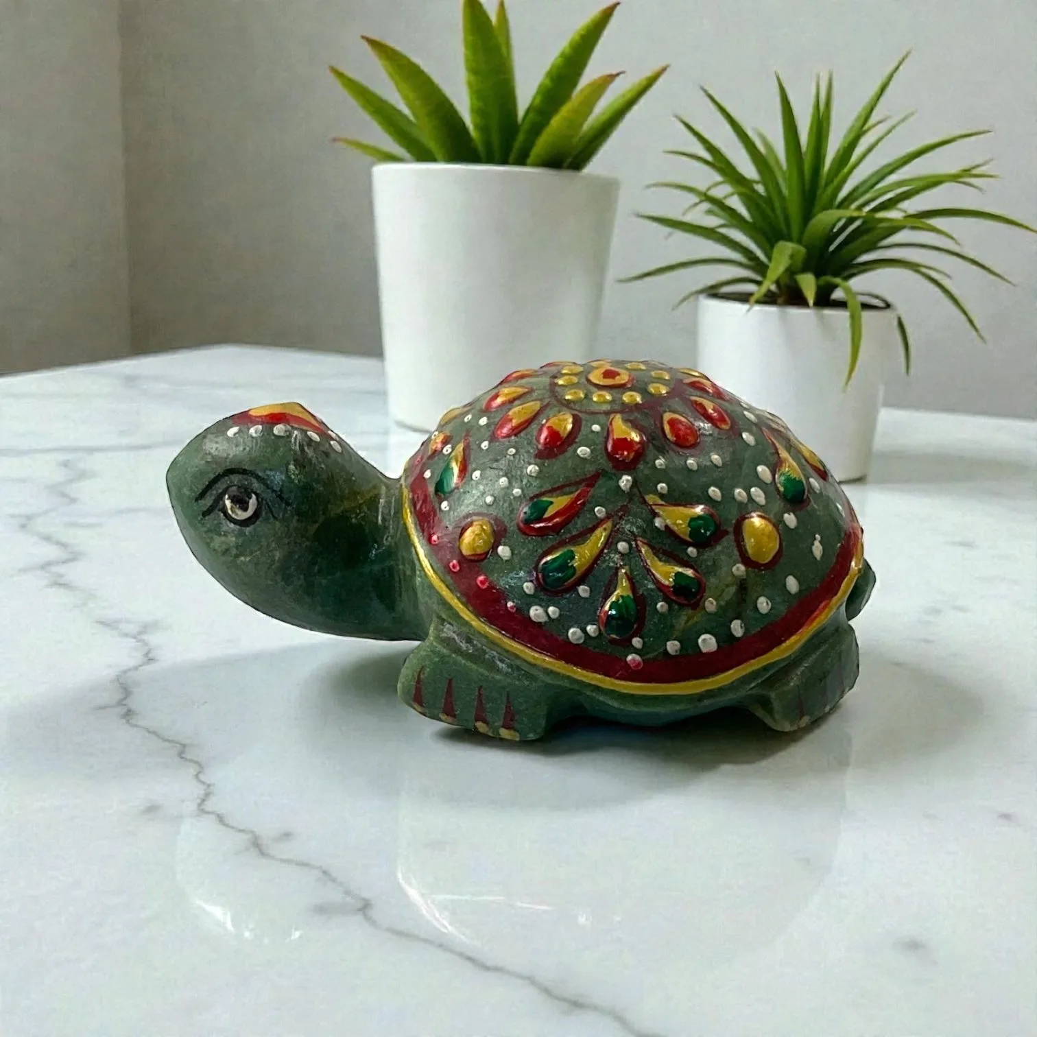 Printed Green Aventurine Turtle