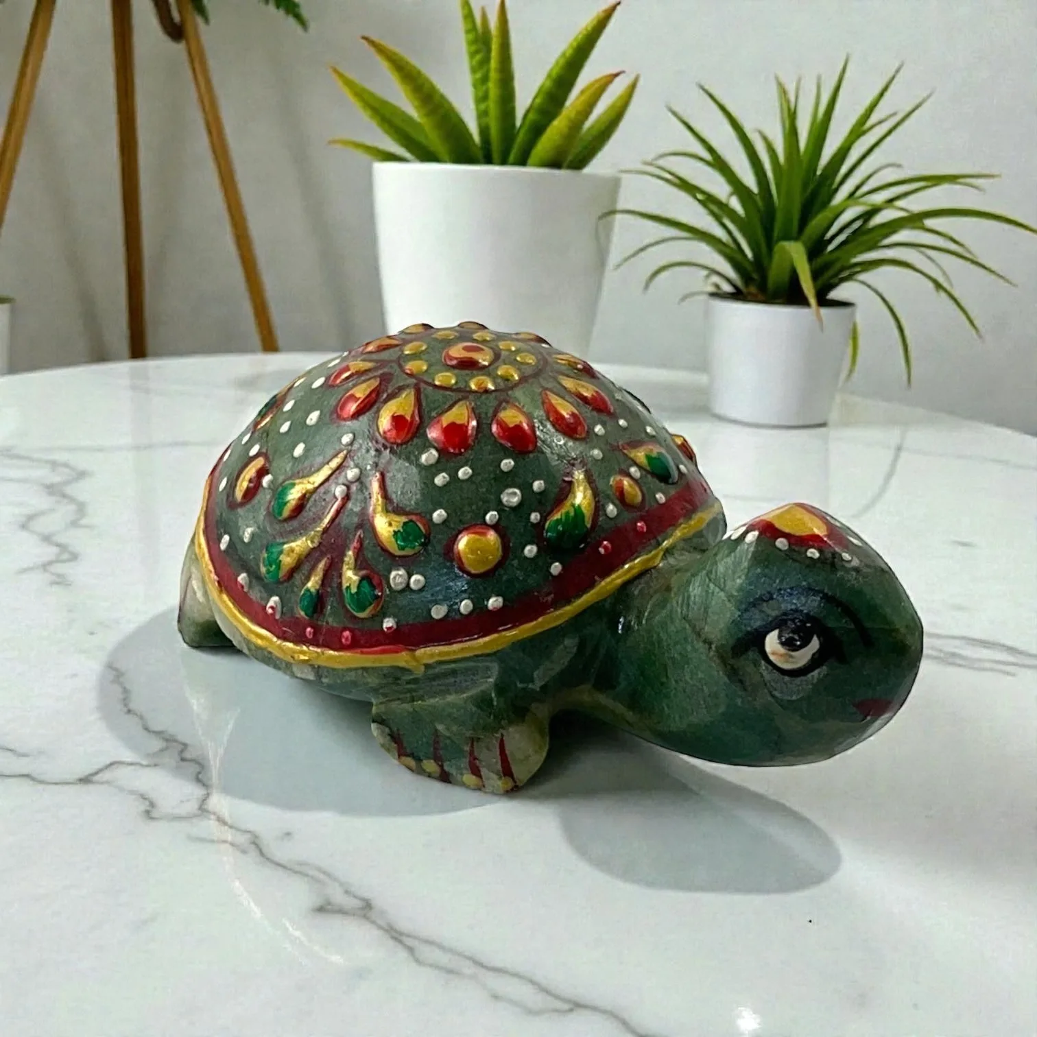 Printed Green Aventurine Turtle