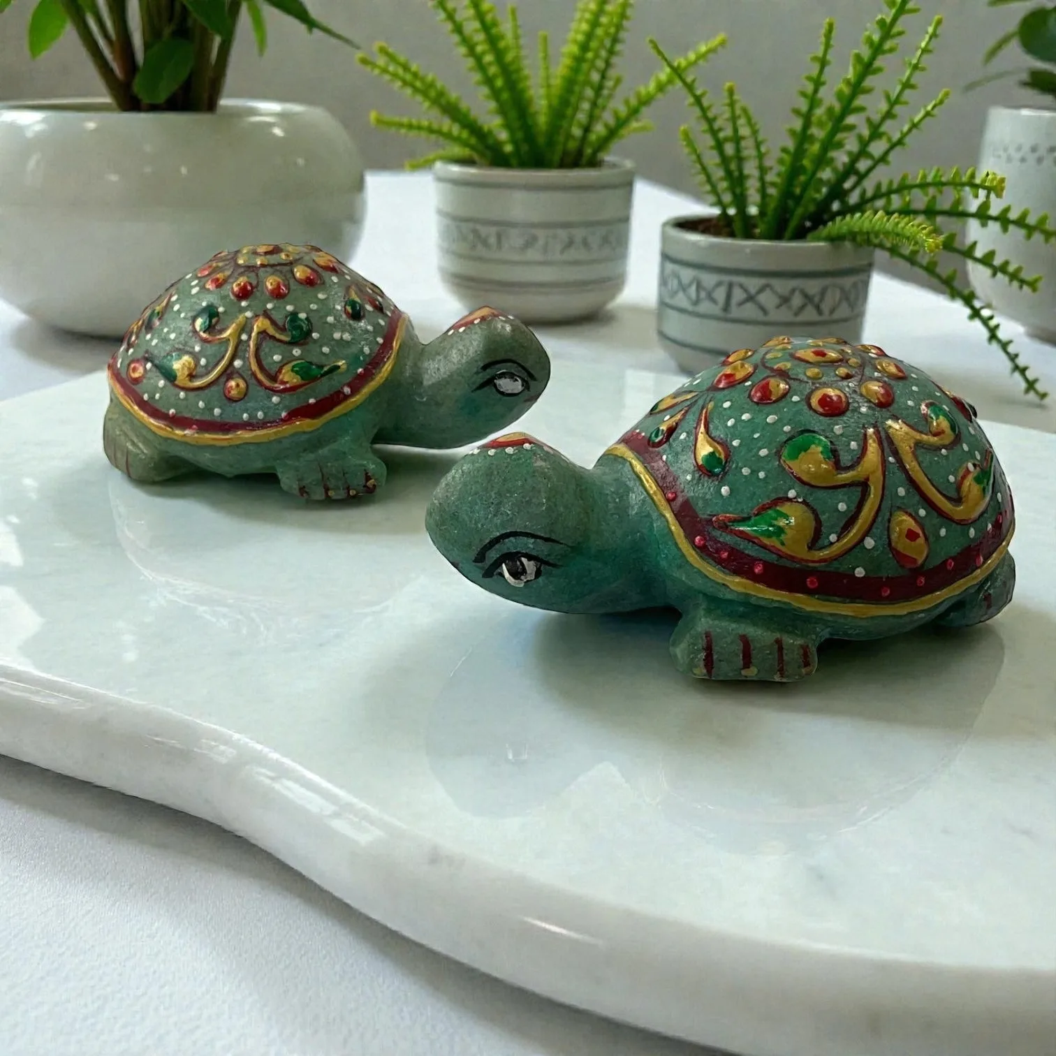 Printed Green Aventurine Turtle