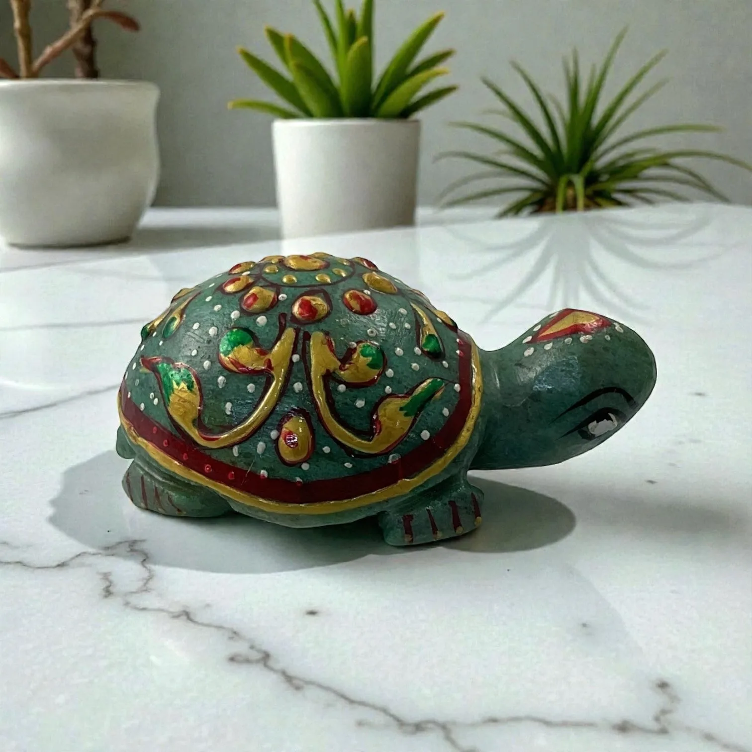 Printed Green Aventurine Turtle