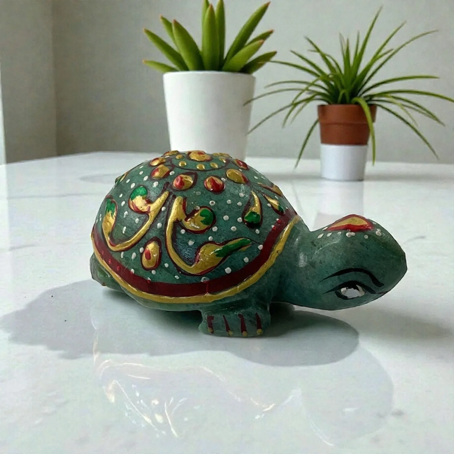 Printed Green Aventurine Turtle