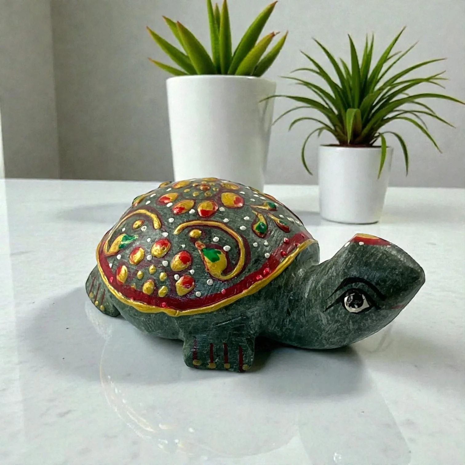 Printed Green Aventurine Turtle