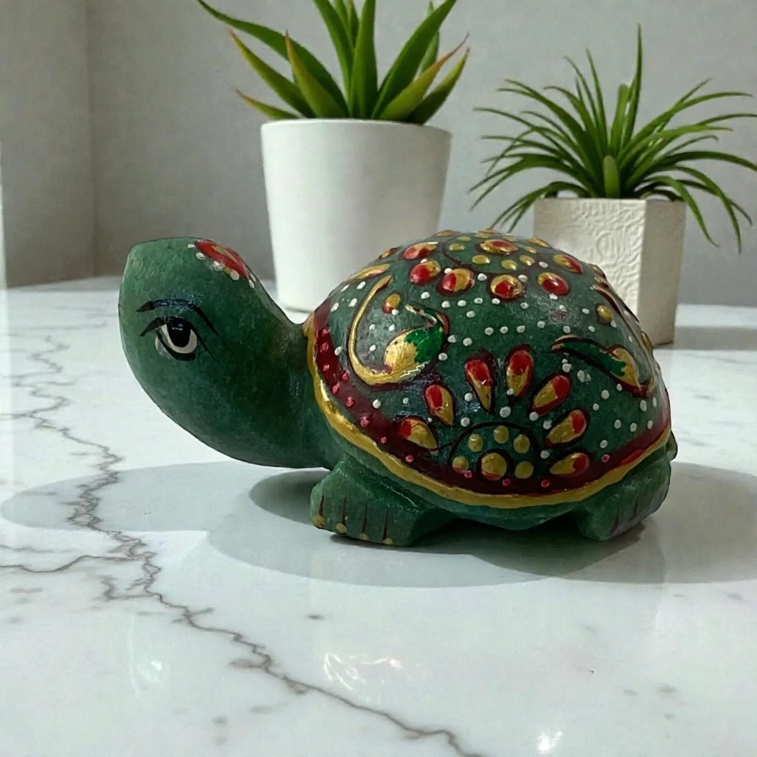 Printed Green Aventurine Turtle