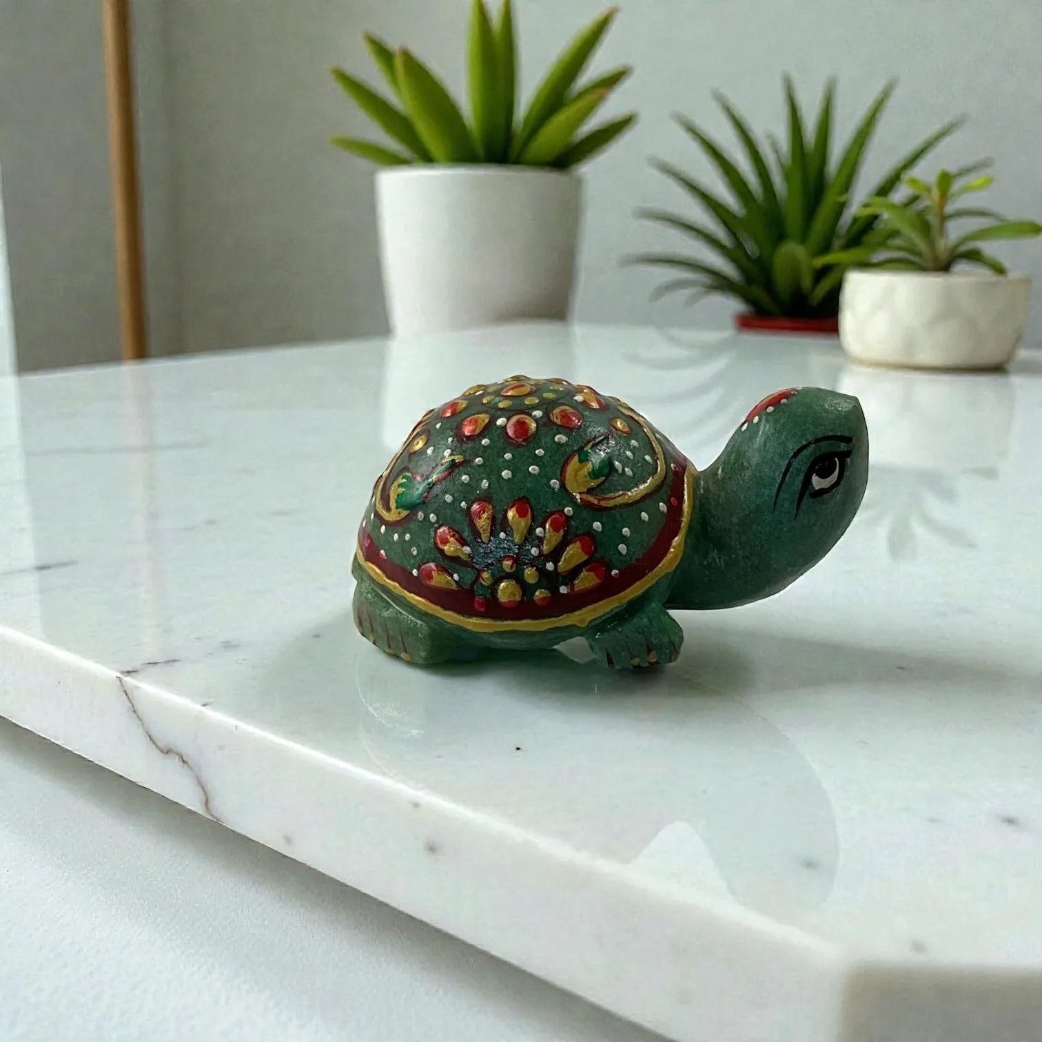 Printed Green Aventurine Turtle