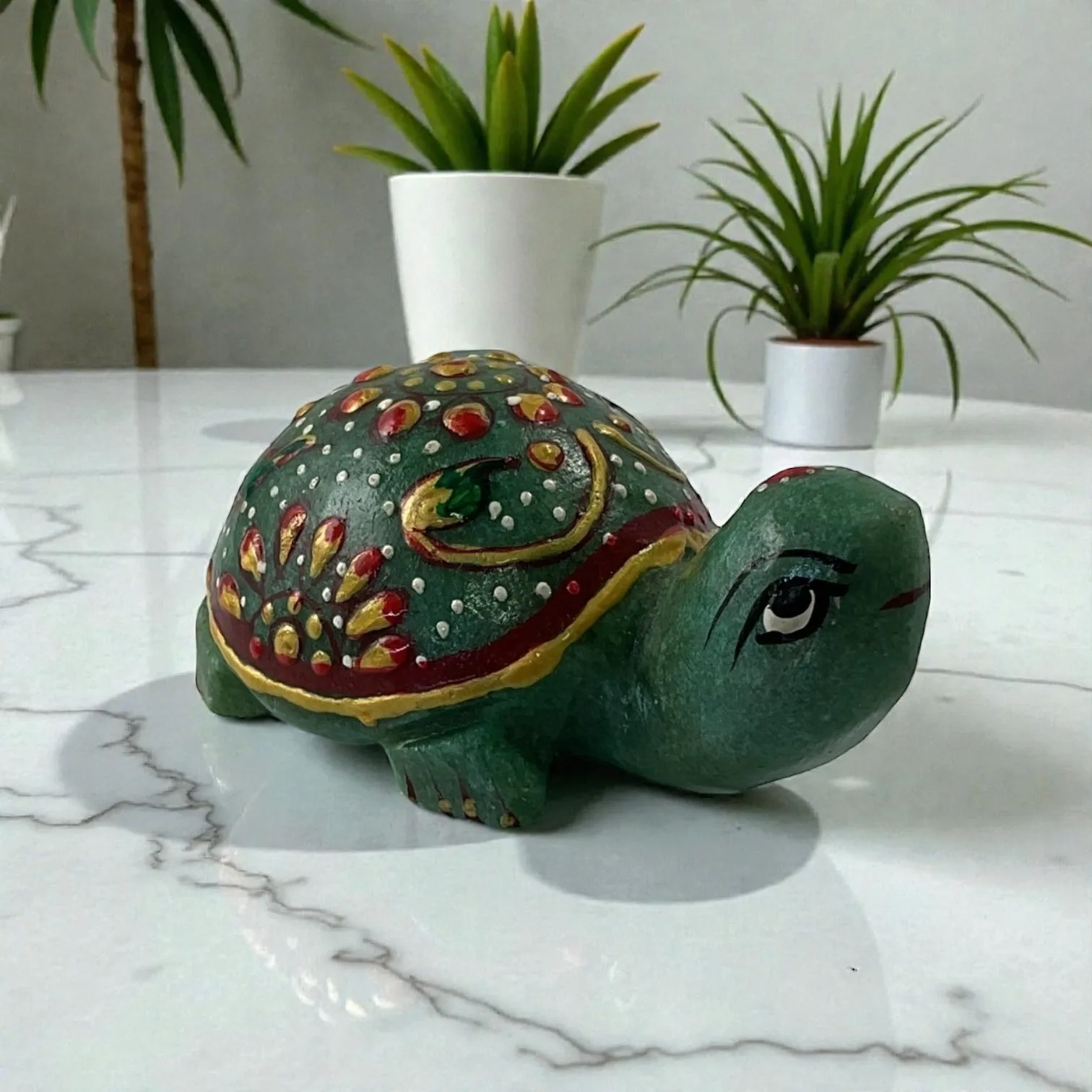 Printed Green Aventurine Turtle