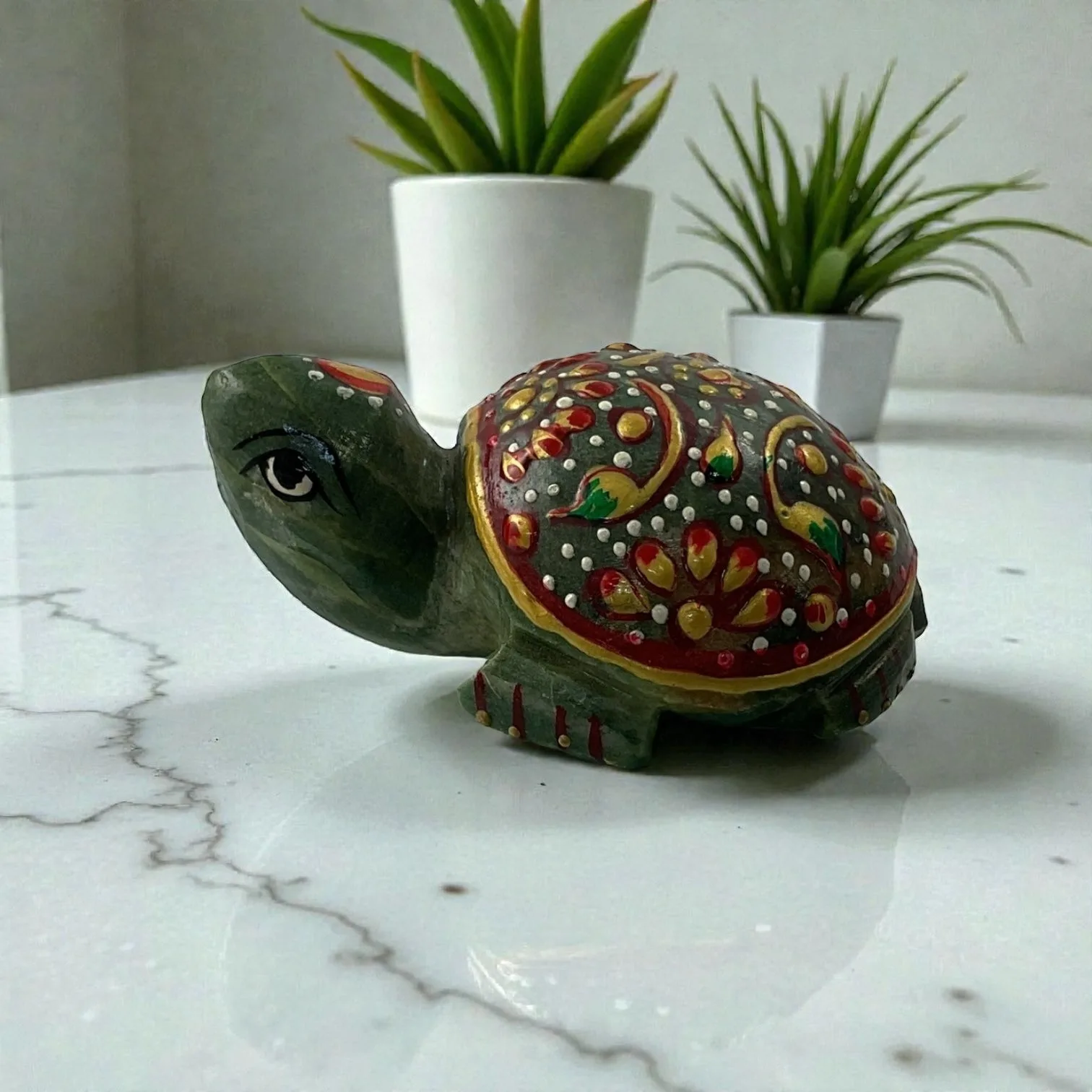 Printed Green Aventurine Turtle