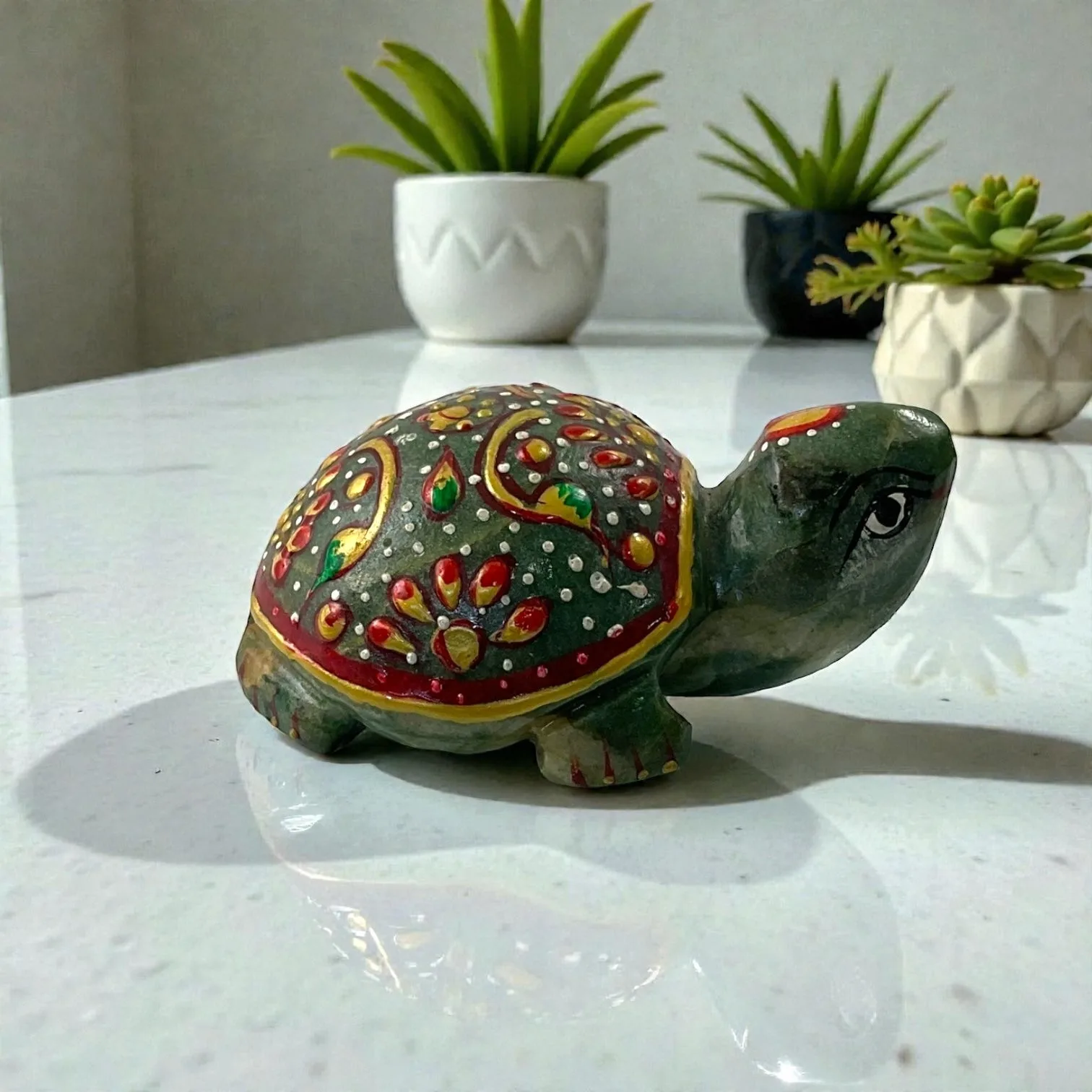Printed Green Aventurine Turtle