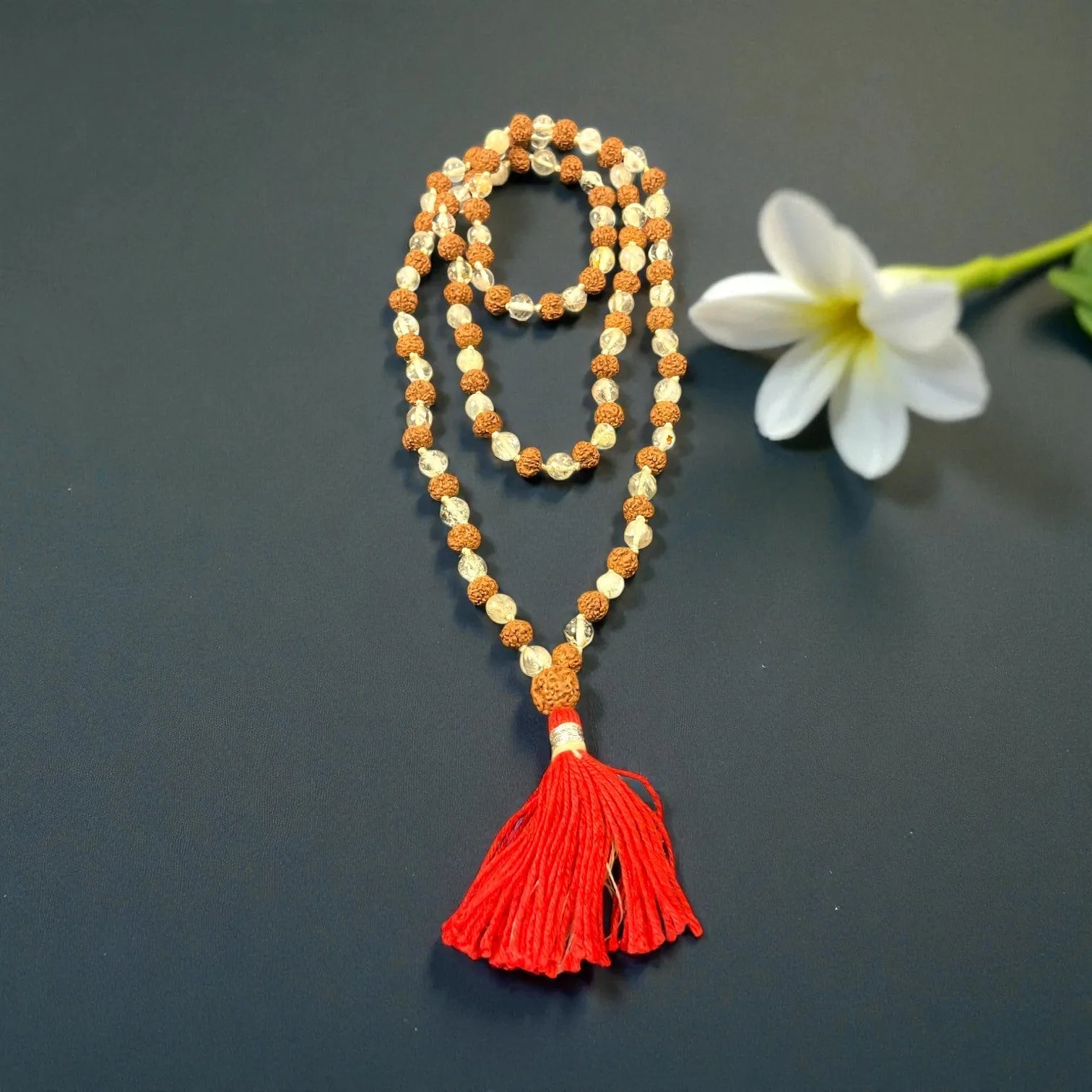 Crystal & Rudraksha Mala (108 beads) 6 mm