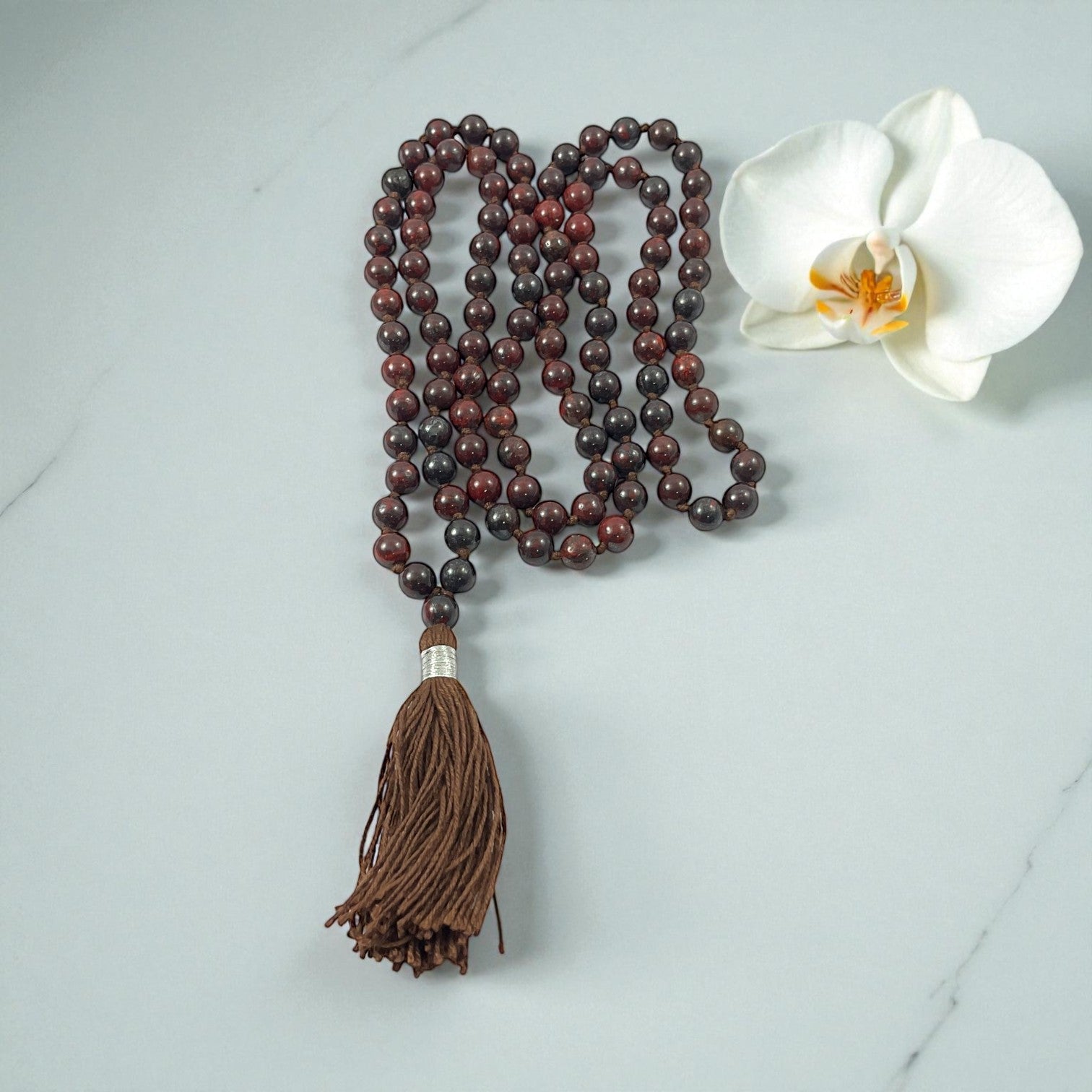 Brecciated Red Jasper Mala (108 beads) 8 mm