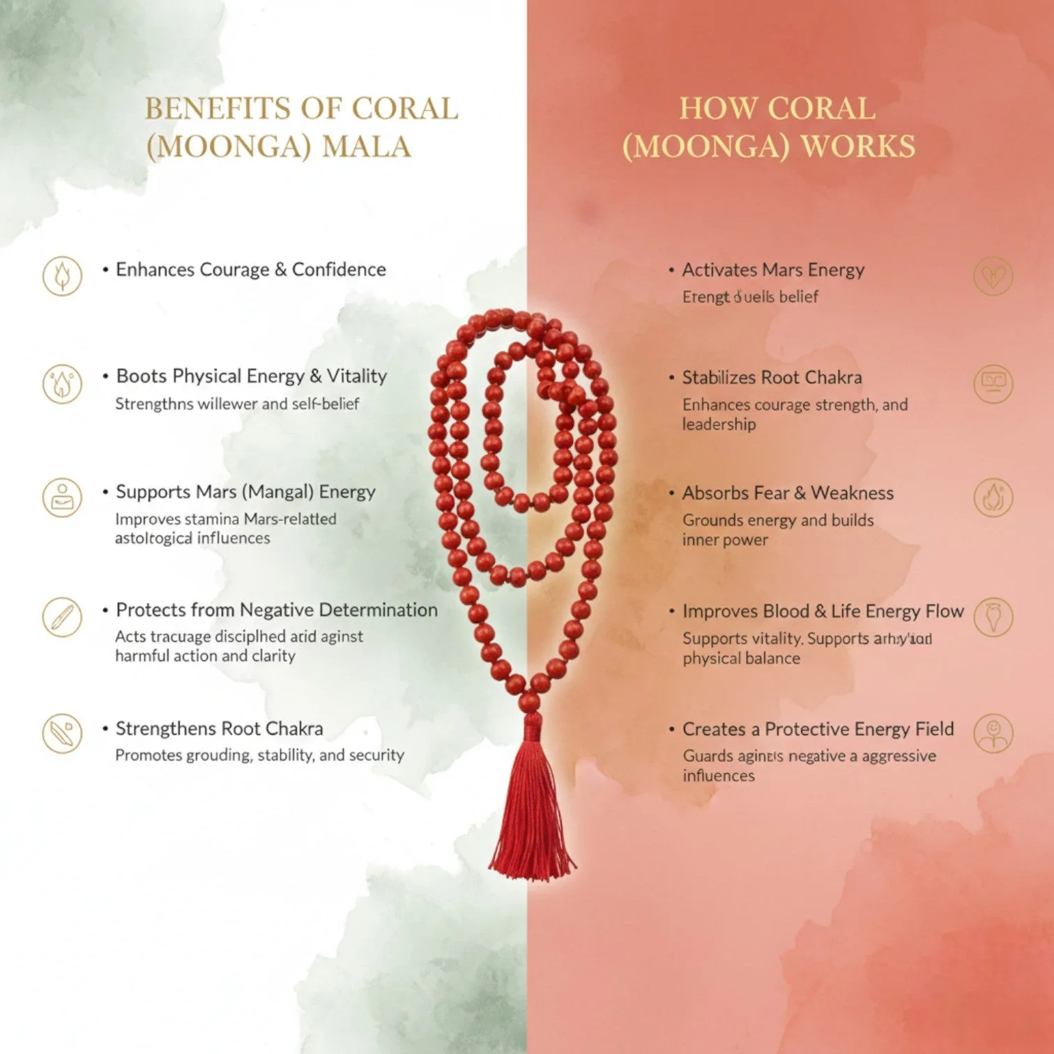 Coral (Moonga) Mala (108 beads) 10 mm