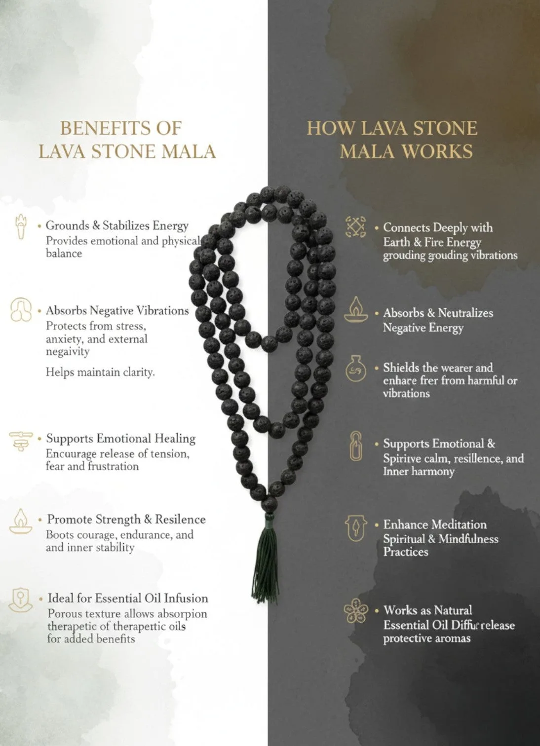 Lava Stone Mala (108 beads) 10 mm