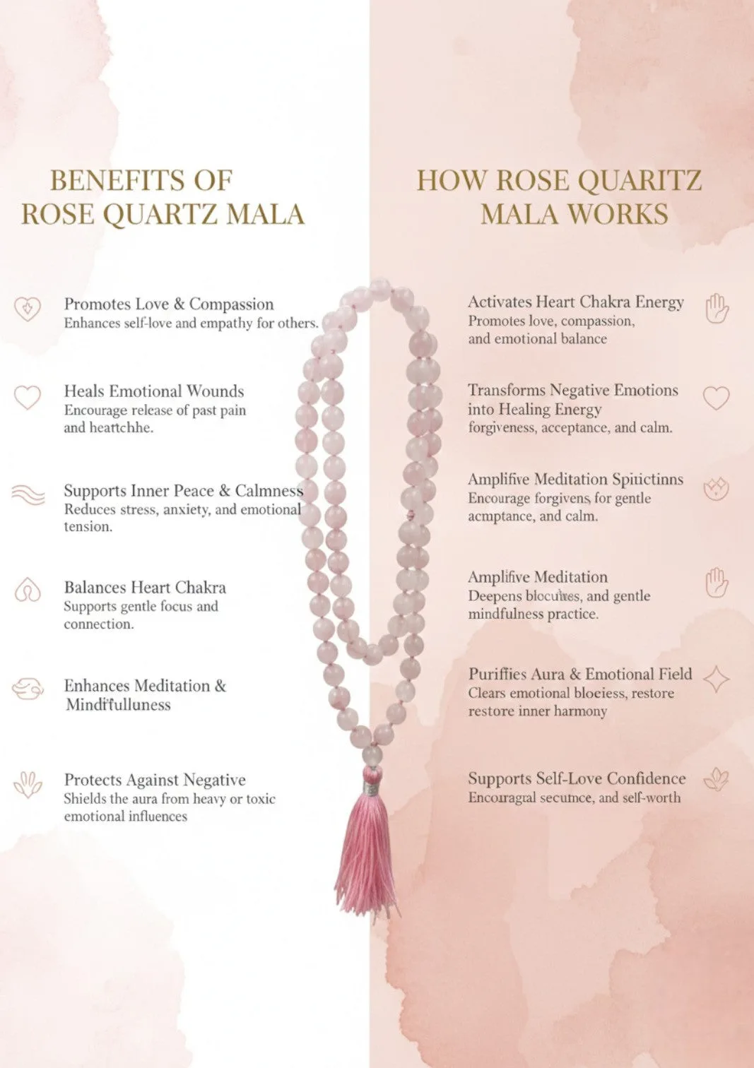Rose Quartz Mala (108 beads) 8 mm