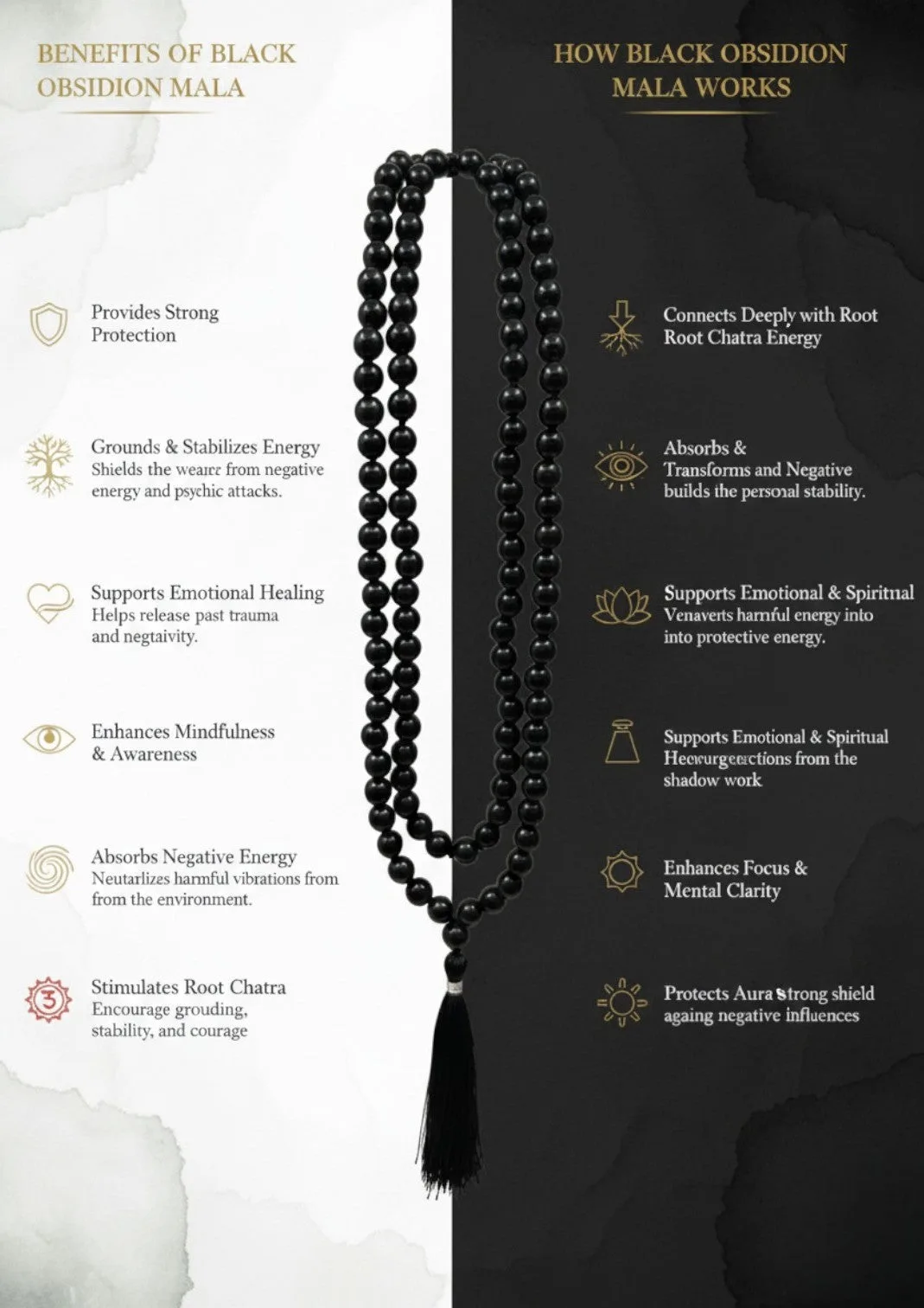 Black Obsidian Mala (108 beads) 8 mm