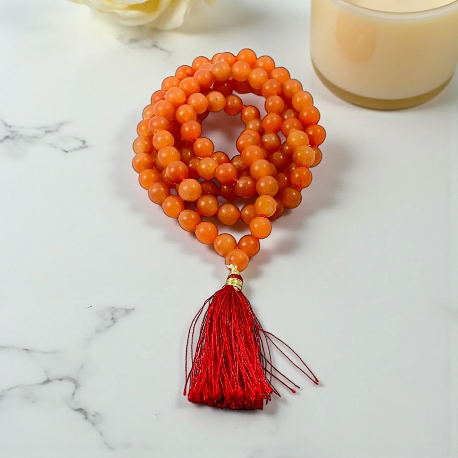 Red Jade Mala (108 beads) 8 mm