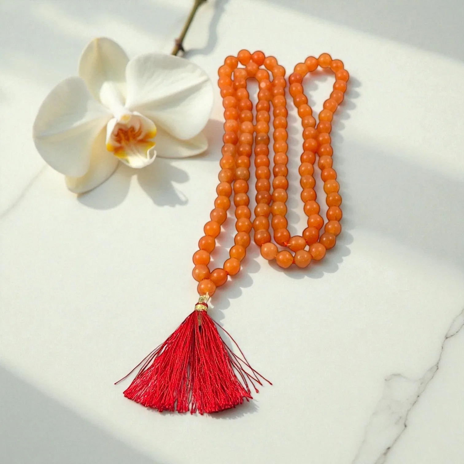 Red Jade Mala (108 beads) 8 mm