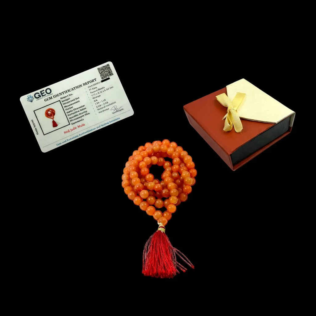 Red Jade Mala (108 beads) 8 mm