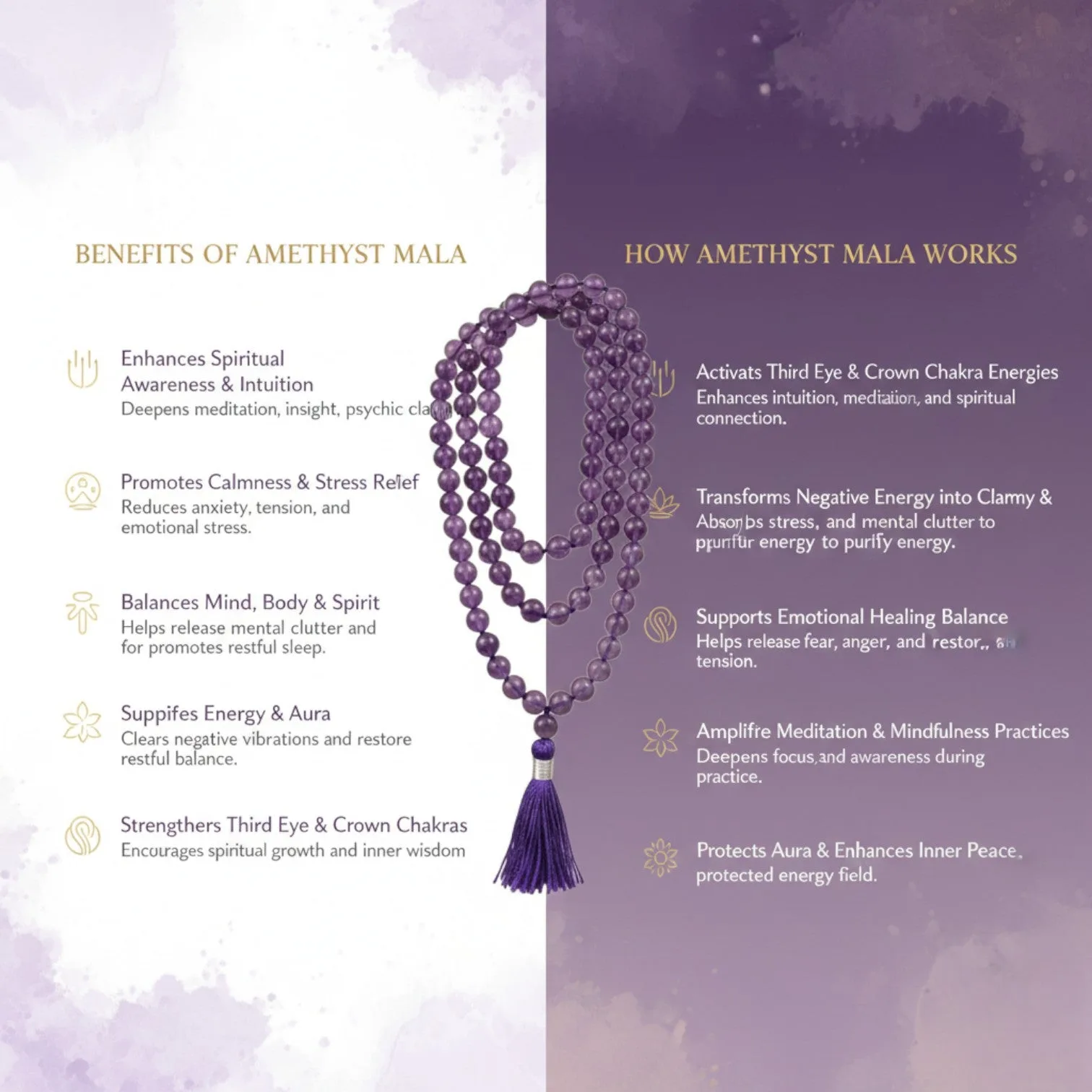 Amethyst (L) Mala (108 beads) 8 mm